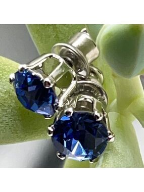 Royal Blue Swarovski Crystal Post Earrings in Silver